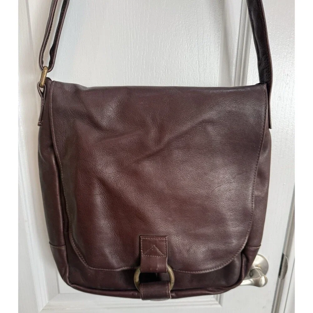 Messenger Bag Brown Large Crossbody Flap Made in Columbia Soft Leather